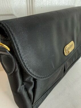 LORI GREINER BLACK SATIN EVENING BAG CROSSBODY CLUTCH